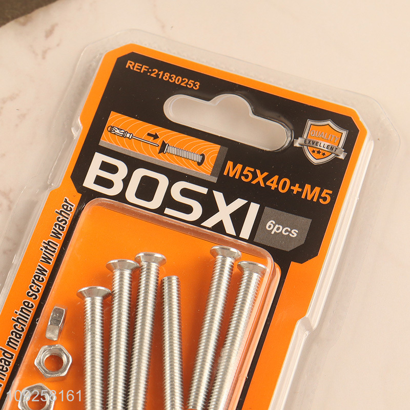 New Arrival 6 Pieces M5 Iron Screws and Nuts Set Hardware Assortment Kit