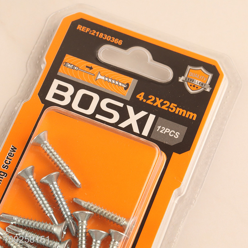 Factory Supply 12 Pieces Self Drilling Screws Set Iron Self Tapping Screws Set