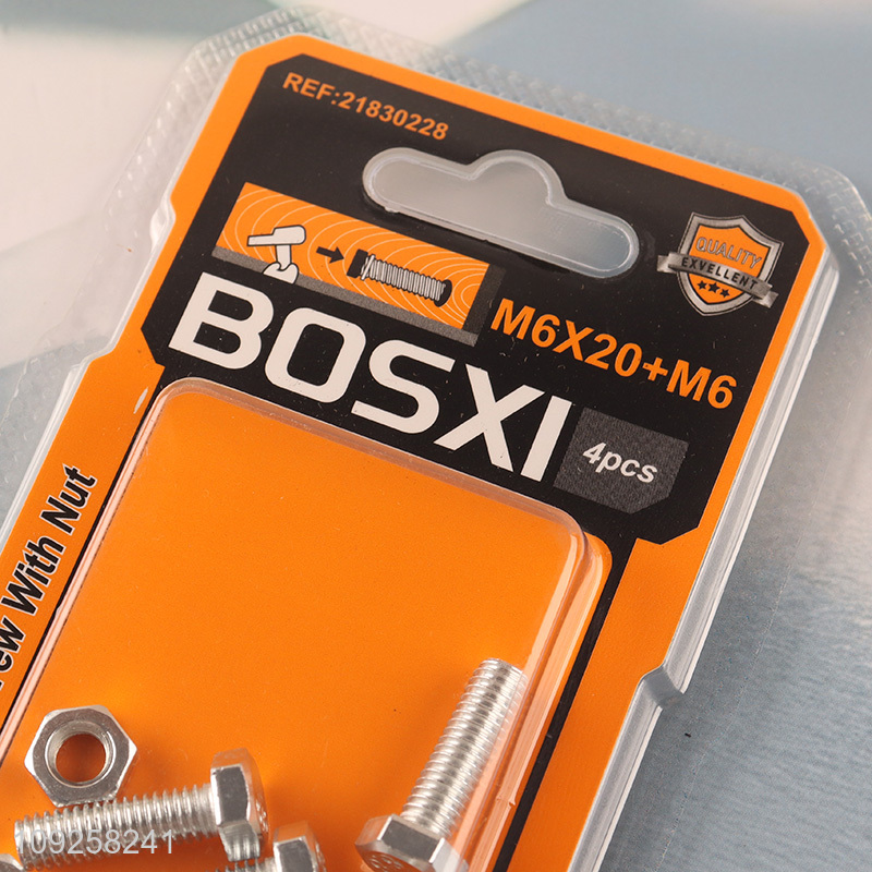 Factory Supply 4 Pieces M6 Iron Screws and Nuts Set Hardware Assortment Kit