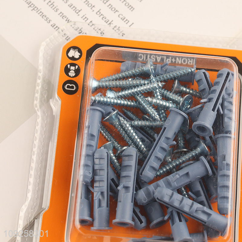 New Product 20 Pieces Plastic Wall Anchor and Screw Set Drywall Anchor Kit