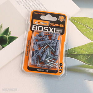 New Product 20 Pieces Plastic Wall Anchor and Screw Set Drywall Anchor Kit