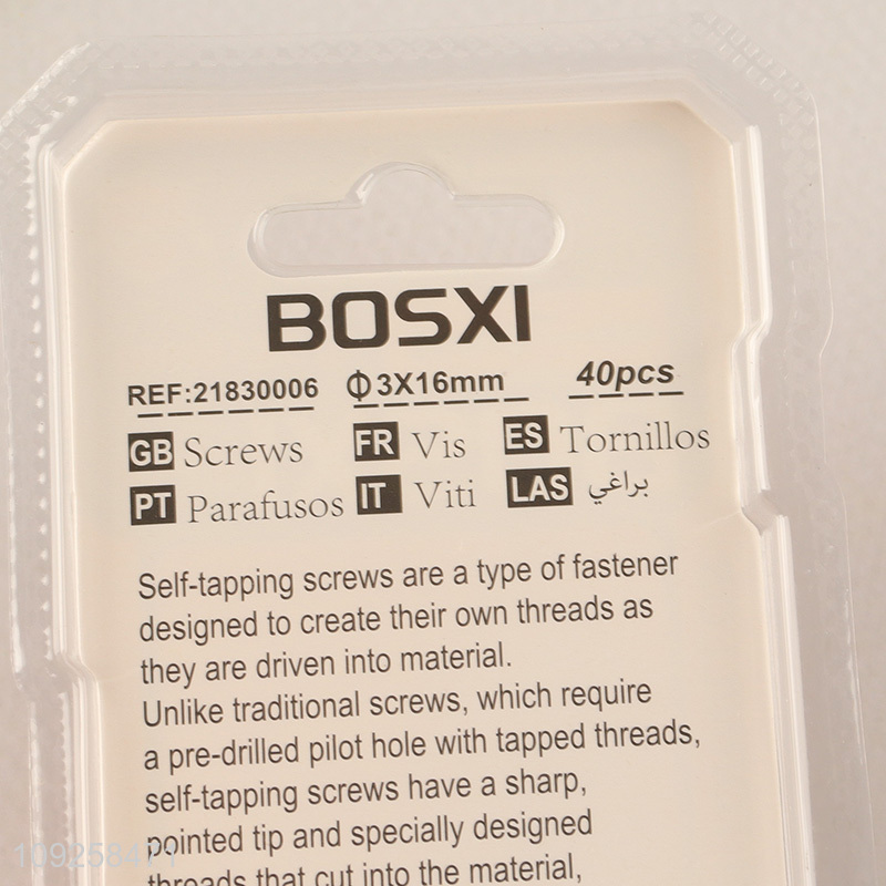 China Wholesale 40 Pieces Self Tapping Screw Set Iron Self Tapping Screws Set