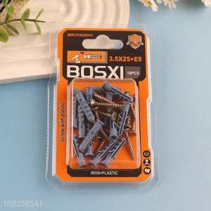 Hot Selling 16 Pieces Plastic Wall Anchor and Screw Set Drywall Anchor Kit