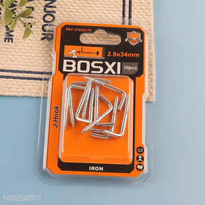 China Imports 10 Pieces Screw-in Hooks L Shaped Screw Hook Right Angle Metal Hooks