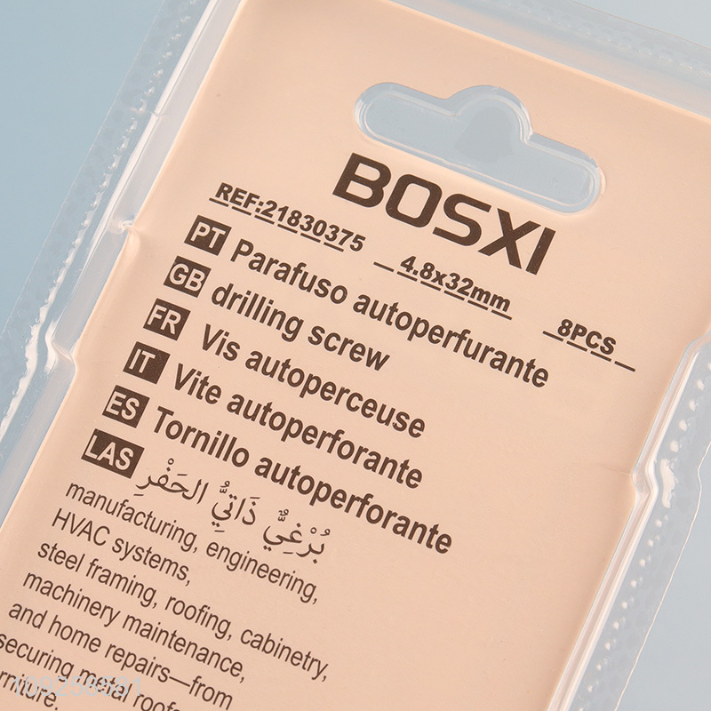 Factory Price 8 Pieces Self Drilling Screws Set Iron Self Tapping Screws Set