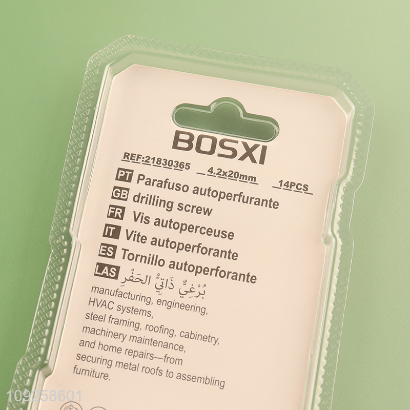 Factory Supply 14 Pieces Self Drilling Screws Set Iron Self Tapping Screws Set