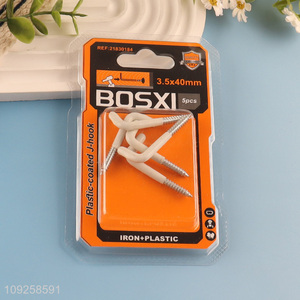 China Imports 5 Pieces Screw-in Hooks Plastic Coated Right Angle Metal Hooks