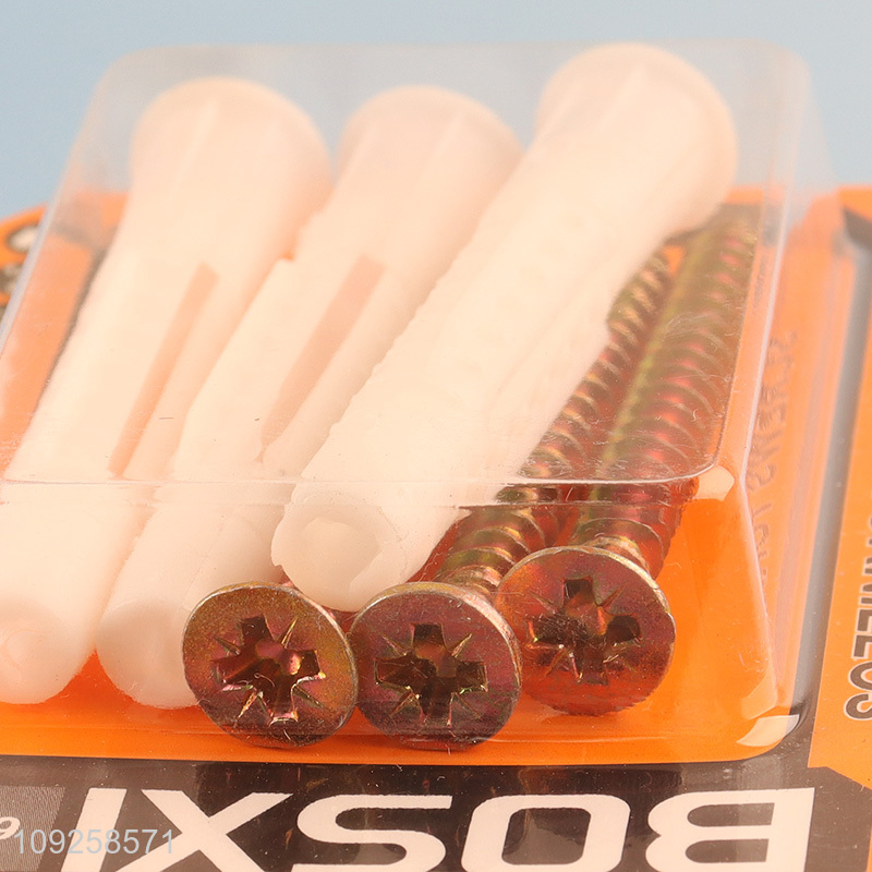 New Product 6 Pieces Plastic Wall Anchor and Screw Set Drywall Anchor Kit
