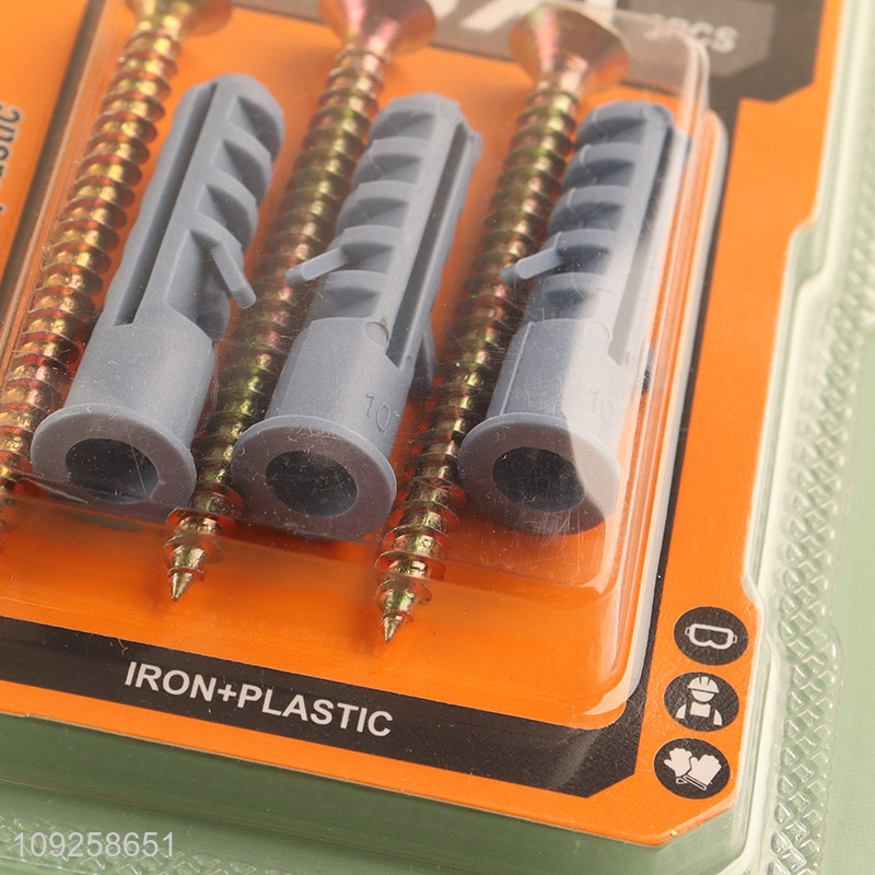 China Wholesale 3 Pieces Plastic Wall Anchor and Screw Set Drywall Anchor Kit