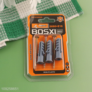 China Wholesale 3 Pieces Plastic Wall Anchor and Screw Set Drywall Anchor Kit