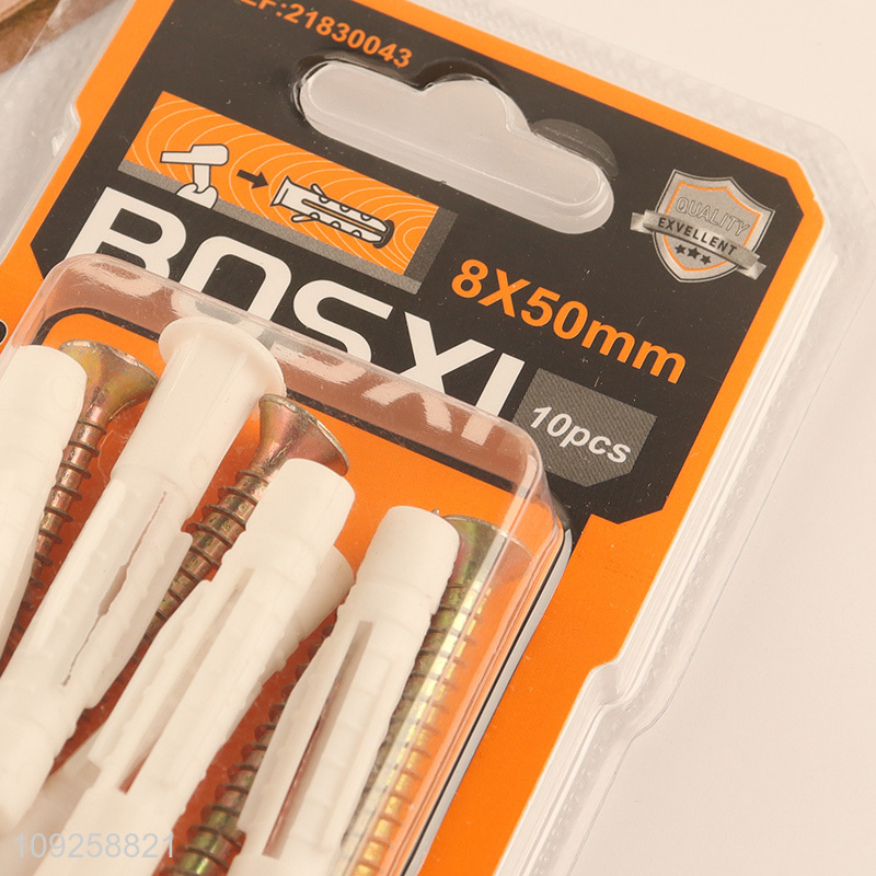 High Quality 10 Pieces Plastic Wall Anchor and Screw Set Drywall Anchor Kit