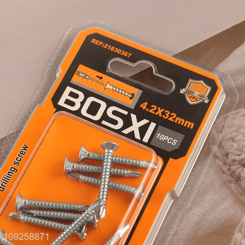 Factory Supply 10 Pieces Self Drilling Screws Set Iron Self Tapping Screws Set