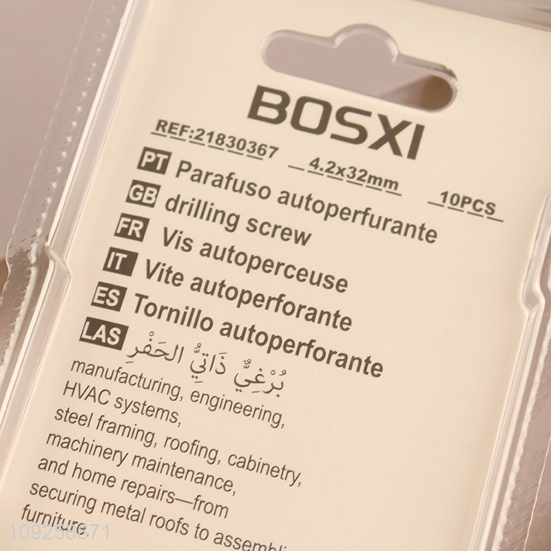 Factory Supply 10 Pieces Self Drilling Screws Set Iron Self Tapping Screws Set