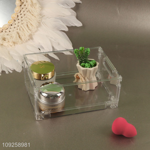 Online wholesale household folding clear PET storage box with handle