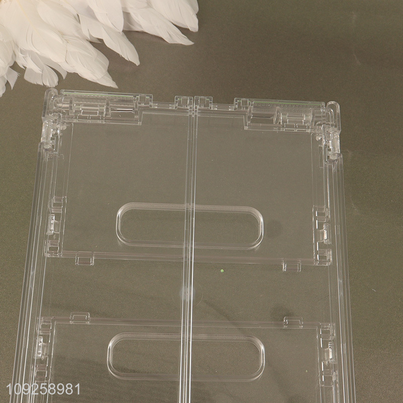 Online wholesale household folding clear PET storage box with handle