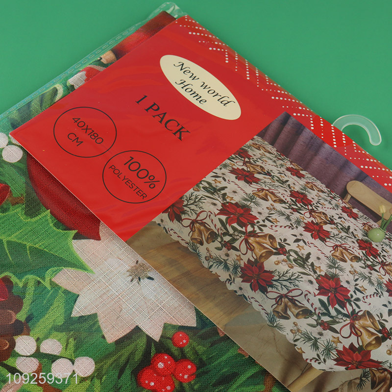 Hot Selling 40*180cm Christmas Tablecloth Polyester Table Cloth Fabric Tablecloth