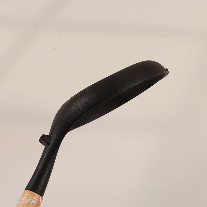 Yiwu market silicone kitchen utensil slotted spoon with wooden handle