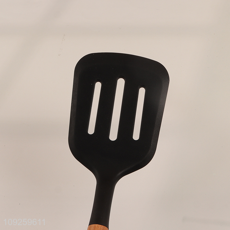New products wooden handle silicone kitchen utensil slotted spatula for sale