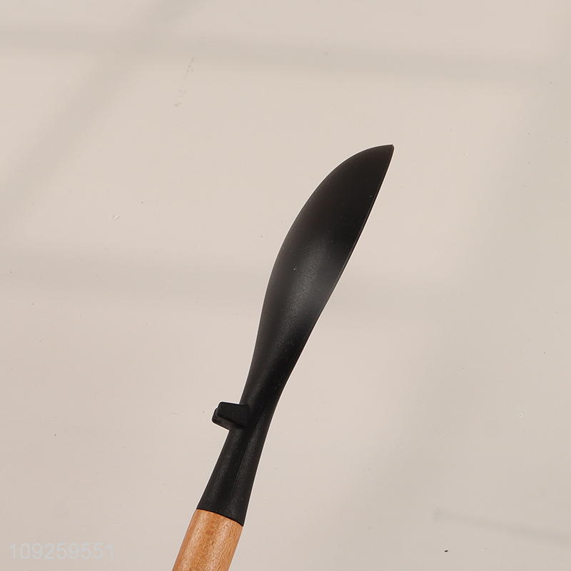 China factory silicone kitchen utensil basting spoon with wooden handle