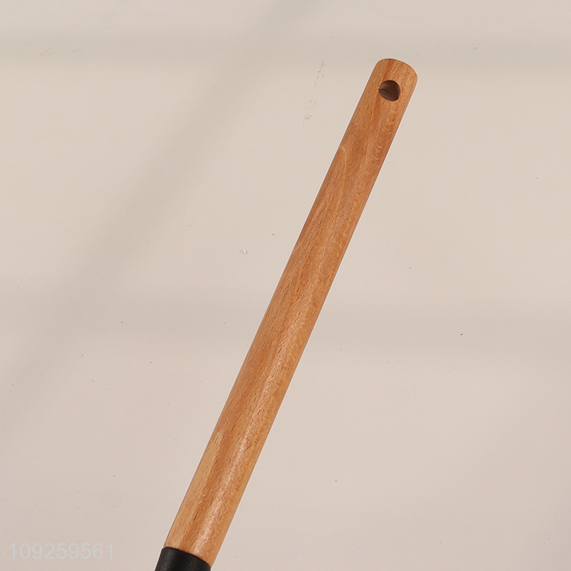 Hot selling reusable wooden handle silicone kitchen utensil slotted spoon