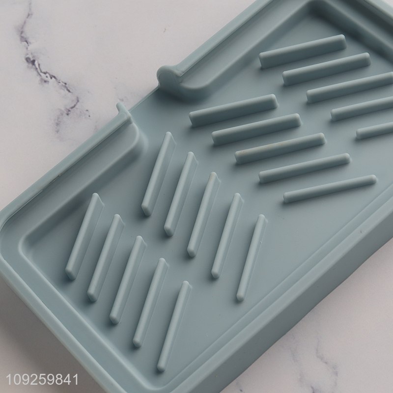 5-Slot Silicone Toothbrush and Toothpaste Holder Bathroom Counter Organizer