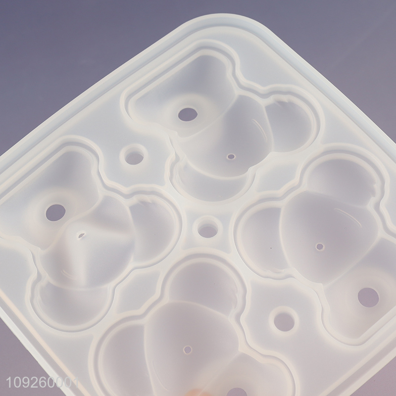 Factory Price 3D Bear Silicone Ice Tray Ice Cube Molds with Lid