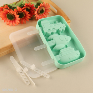 Hot Selling Silicone Popsicle Molds 3-Cavity Popsicle Molds with Sticks