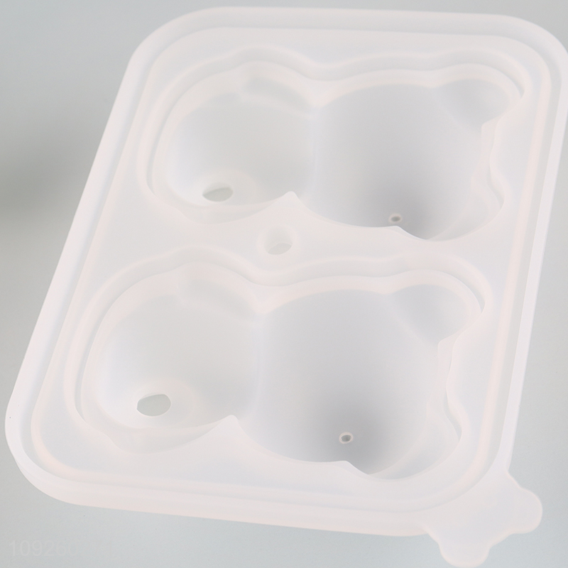New Arrival 3D Bear Ice Cube Molds Flexible Silicone Ice Cube Tray