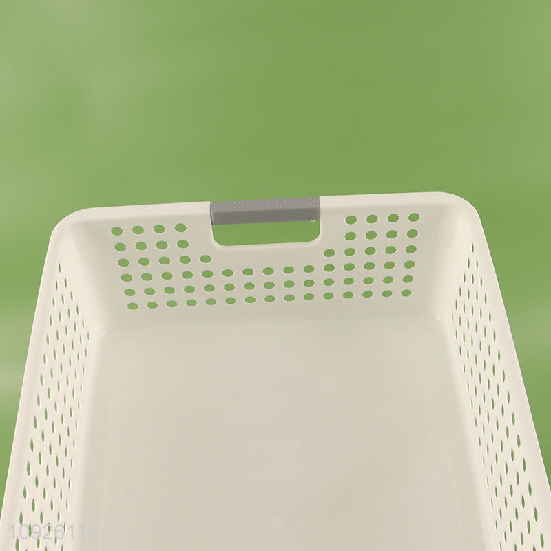 Hot selling home office hollow plastic storage basket with handle