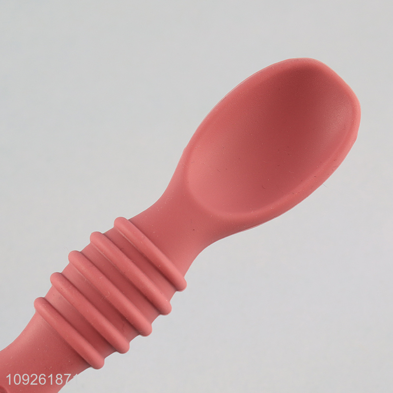 New Product 2PCS Silicone Baby Spoons Toddler Infant Feeding Spoons Set