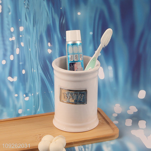 China factory home hotel bathroom accessories ceramic mouthwash cup toothbrush cup