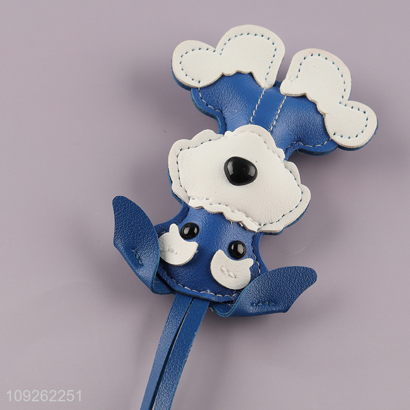 New Product Schnauzer Keychain Bag Charm PU Leather Keychain Handbag Purse Pendant