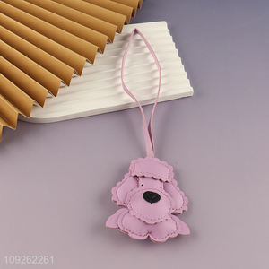 Factory Price Teddy Dog Keychain Pendant PU Leather Bag Charm for Handbag Backpack