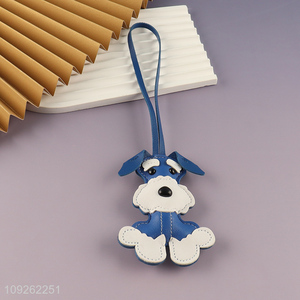 New Product Schnauzer Keychain Bag Charm PU Leather Keychain Handbag Purse Pendant