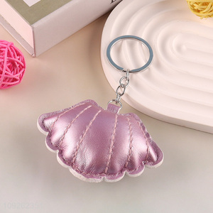 Factory Price Shell Keychain PU Leather Bag Charm Purse Cute Handbag Purse Accessories