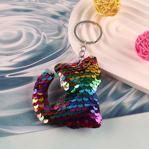 Hot Selling Cute Cat Keychain Sequin Keychain Bag Pendant for Women Girls Handbag