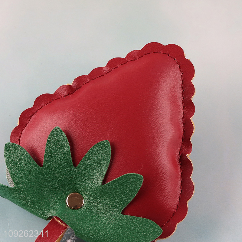 New Product Strawberry Keychain PU Leather Keychain Bag Pendant for Women Girls Handbag