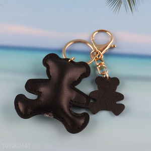 Factory Price Bear Keychain PU Leather Keychain Bag Purse Pendant for Women Handbag