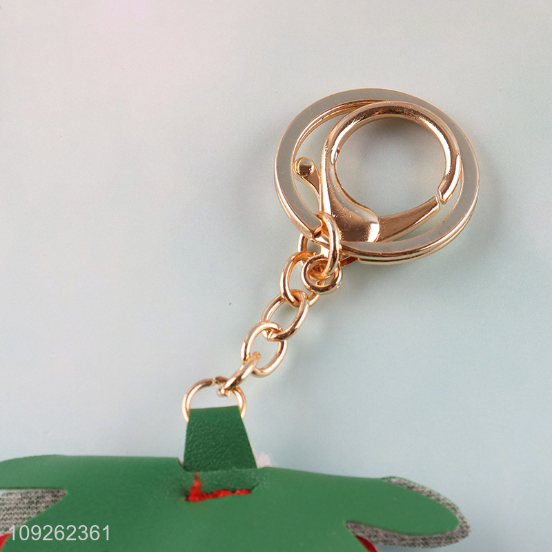 China Imports Strawberry Keychain PU Leather Bag Charm PU Leather Car Keychain for Women