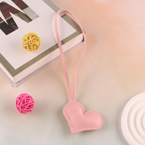 Hot Selling Heart Keychain Bag Charm PU Leather Keychain Pendant for Women Girls