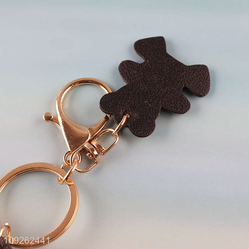 Factory Price Bear Keychain PU Leather Keychain Bag Purse Pendant for Women Handbag
