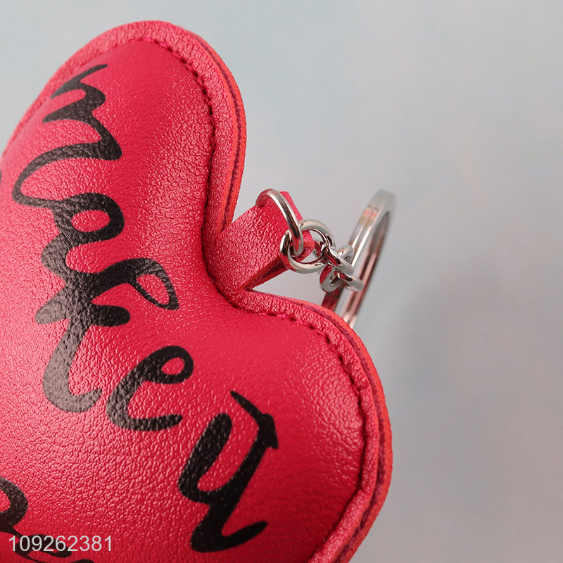 China Wholesale Heart Keychain PU Leather Keychain Bag Charm Backpack Purse Pendant