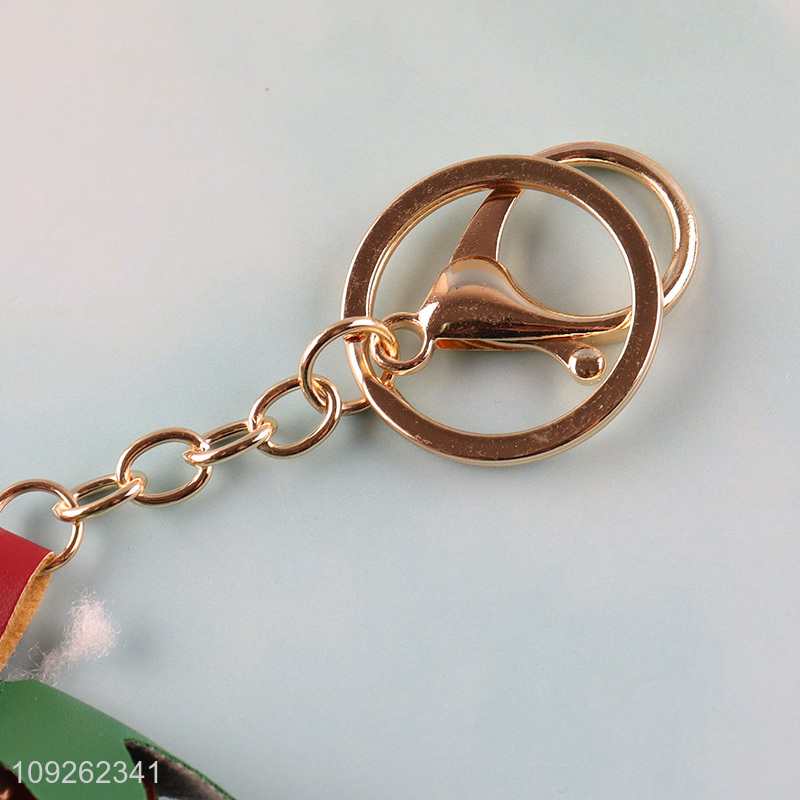 New Product Strawberry Keychain PU Leather Keychain Bag Pendant for Women Girls Handbag