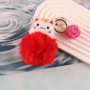 New Arrival Cat Keychain Bag Charm Faux Fur Ball Keychain Purse Pendant for Women