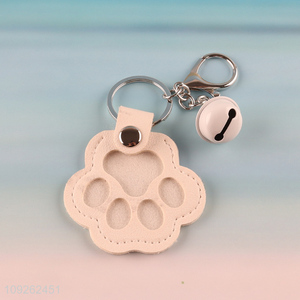China Imports Cat Paw Keychain PU Leather Keychain Bag Charm Backpack Purse Pendant