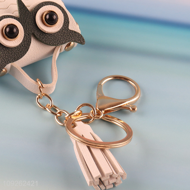 High Quality Owl Keychain Coin Purse PU Leather Bag Charm Purse Handbag Pendant