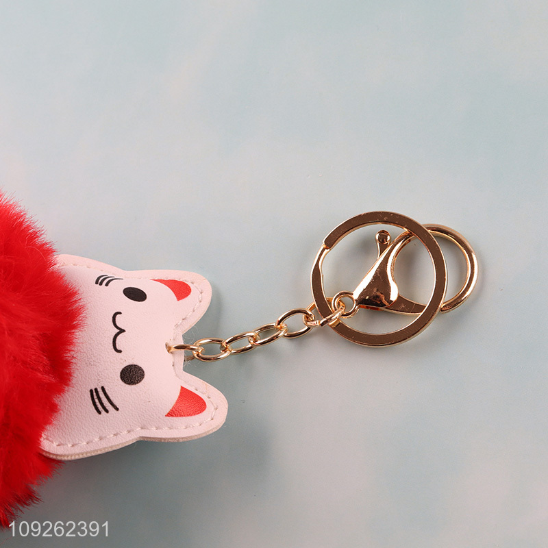 New Arrival Cat Keychain Bag Charm Faux Fur Ball Keychain Purse Pendant for Women