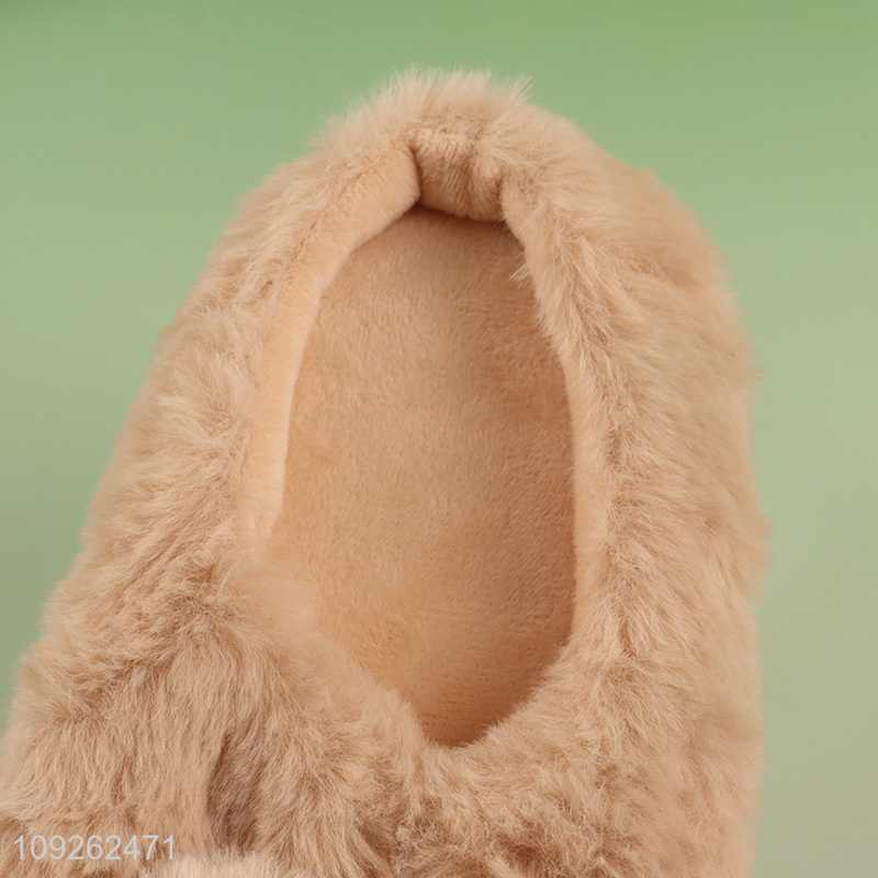 Hot selling cartoon plush warm winter polyester slippers home slippers for indoor
