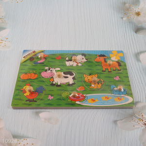 Latest products animal series wooden kids hand-grabbing puzzle board toys