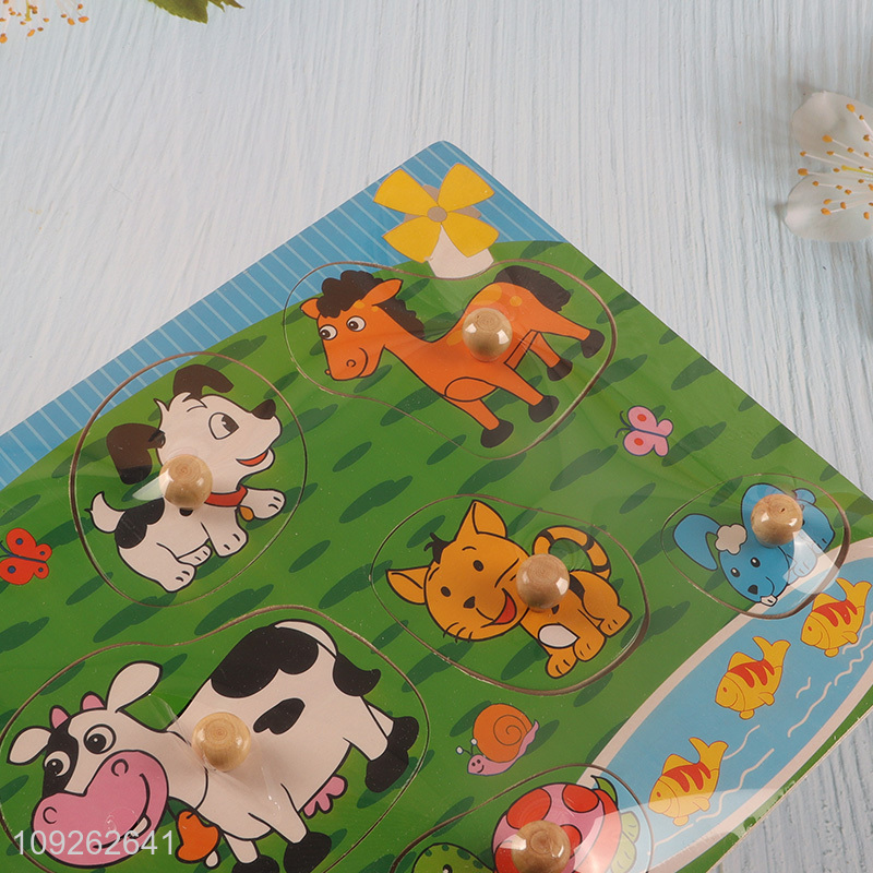 Latest products animal series wooden kids hand-grabbing puzzle board toys